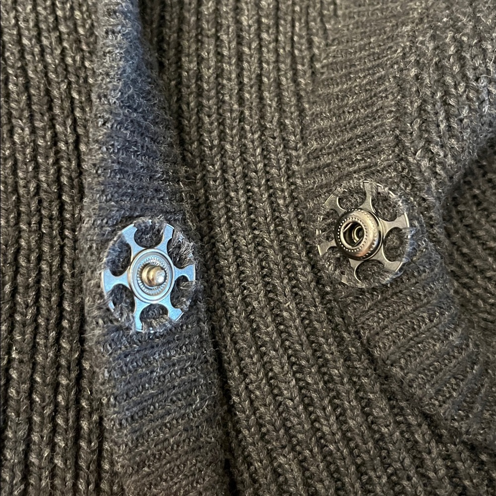 LULULEMON HEATHERED BLACK COTTON BLEND KNIT COZY CARDIGAN SIZE 10 - Picture 9 of 12